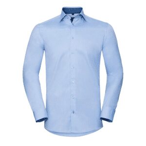 Men´s Long Sleeve Tailored Contrast Herringbone Shirt   Russell (5)