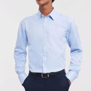 Men's Long Sleeve Tailored Herringbone Shirt   Russell (1)